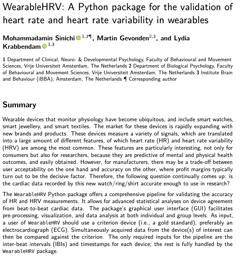 WearableHRV: A Python package for the validation of heart rate and heart rate variability in wearables